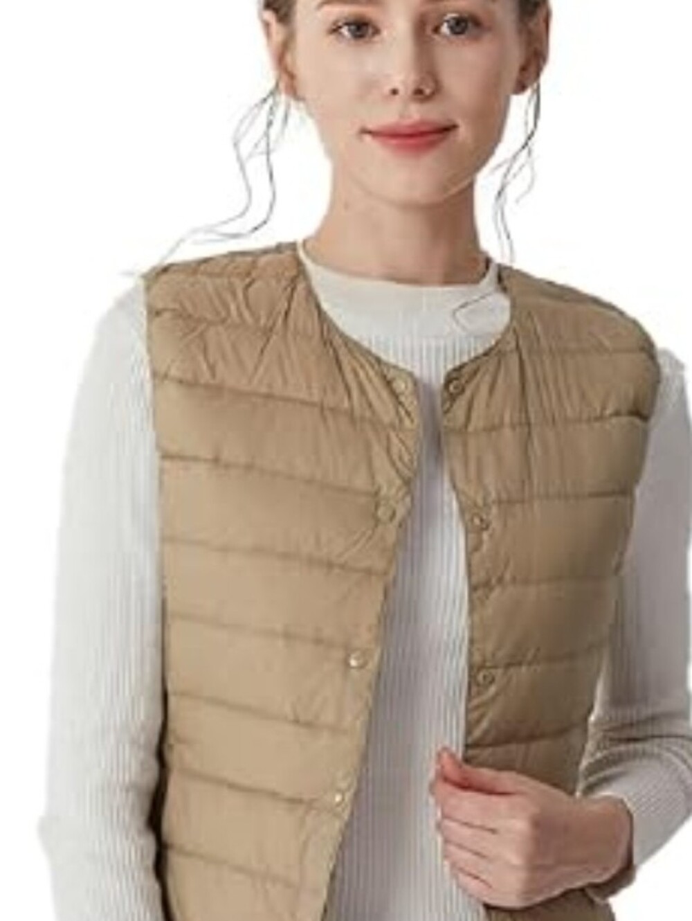 UNIQLO Ultra Light Down Vest Puffer Beige Tan Size S
